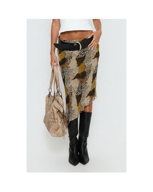 Princess Polly Suella Mixed Print Asymmetric Midi Skirt - Multicolor