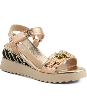 AZURA BY SPRING STEP Fabilosi Ankle Strap Wedge Sandal - Metallic