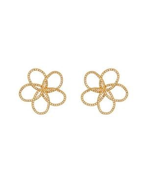 Oscar de la Renta Crystal Pavé Flower Chain Earrings - Metallic