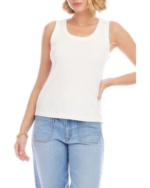 Karen Kane Scoop Neck Rib Tank - White