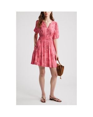 Treasure & Bond Print Puff Sleeve Minidress - Pink