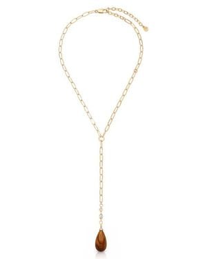 Ettika Tiger Eye Teardrop Lariat Necklace - Blue