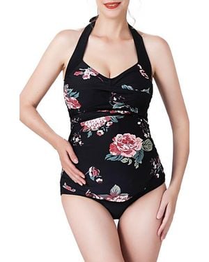 Kimi + Kai Arely Floral Print Upf50+ Two-Piece Maternity Swimsuit - Black