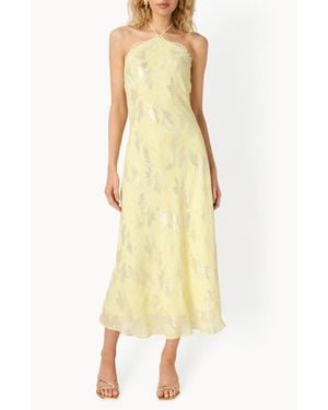 Cami NYC Ruzita Metallic Silk Blend Halter Midi Dress - Yellow