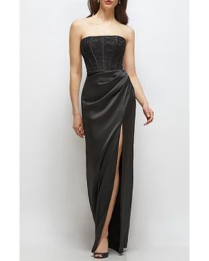 After Six Embroidered Bodice Strapless Gown - Black