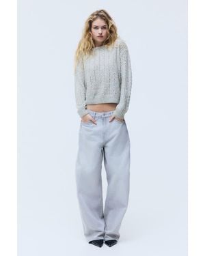 H&M Pointelle-Knit Off-The-Shoulder Sweater - White