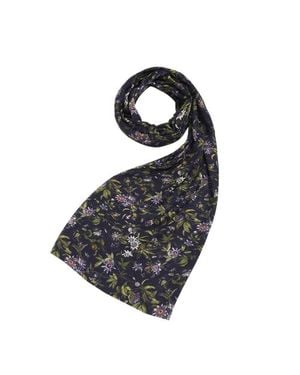 Fable England Passion Flower Lightweight Long Scarf - Black
