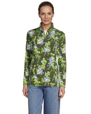 Lands' End Anyweather Fleece Quarter Zip Pullover - Green