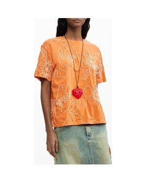 Desigual Appliqué T-Shirt - Orange