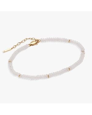 ALEX AND ANI Clear Quartz Semi-Precious Beaded Anklet - Metallic