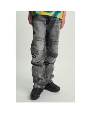 RTA Alwin Tapered Straight Leg Moto Jeans - Gray