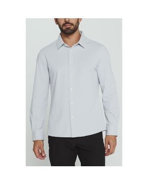 7 Diamonds Ferris Seersucker Button-Up Shirt - Gray