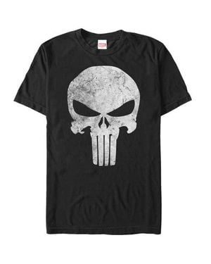 Marvel Punisher Retro Skull Symbol Graphic T-Shirt - Black