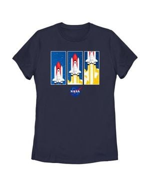 NASA Juniors Animated Rocket Panels T Shirt - Blue