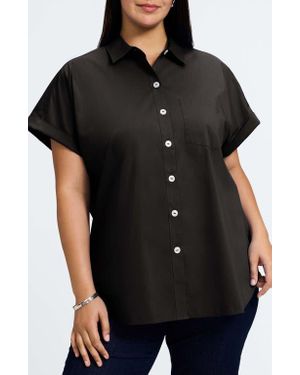 Foxcroft Abigail Short Sleeve Button-Up Shirt - Black