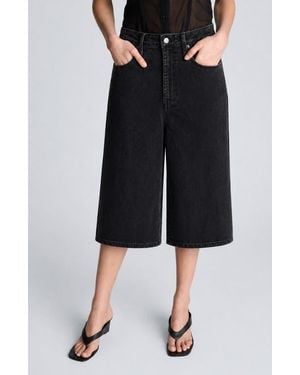 Kenneth Cole High Waist Wide Leg Culotte Jeans - Black