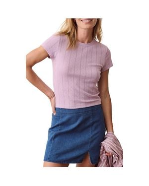 Marine Layer Lexi Pointelle Crewneck T-Shirt - Purple
