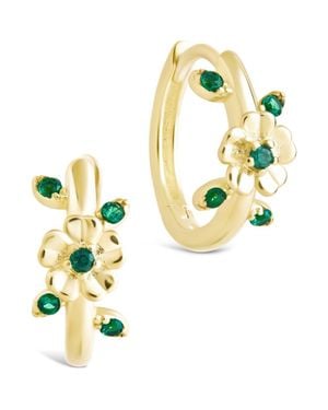 Sterling Forever Cambrie Cubic Zirconia Flower Hoop Earrings - Yellow