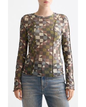 Scotch & Soda Patchwork Print Mesh Top - Multicolor