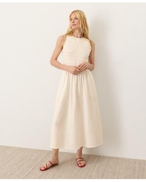 Pact Organic Cotton Coastal Double Gauze Smocked Dress - Natural