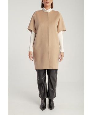 1982 Cashmere Short Sleeve Crew Neck Coat - Natural