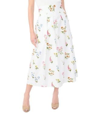 Ted Baker Rihana Pleated Floral Cotton Midi Skirt - White