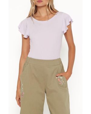 Petal & Pup Betsy Flutter Sleeve Ribbed Tee - White