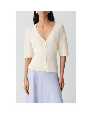 Theory Shaped Cotton Cardigan - White