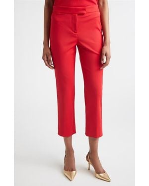 St. John Luxe Twill Crop Pants - Red
