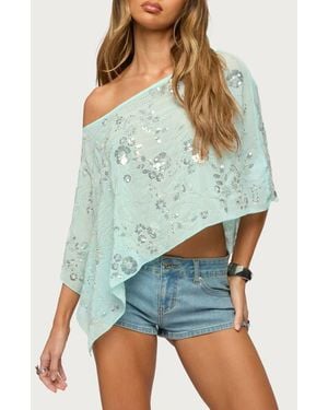 Edikted Triana Bead & Sequin Poncho - Blue