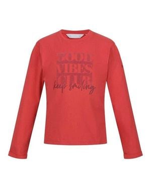 Regatta Childrens/Kids Great Outdoors Lettering Long-Sleeved T-Shirt - Red