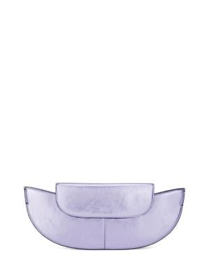 BEHNO Nadia Metallic Leather Clutch - White