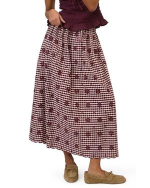 Nobody's Child Naples Cotton Blend Midi Skirt - Red