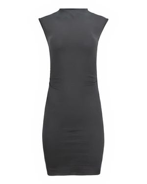 Lezat Kara Cotton Mock Neck Ruched Mini Dress - Gray