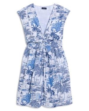 Vineyard Vines Tasha Tropical Toile Twist Dress - Blue