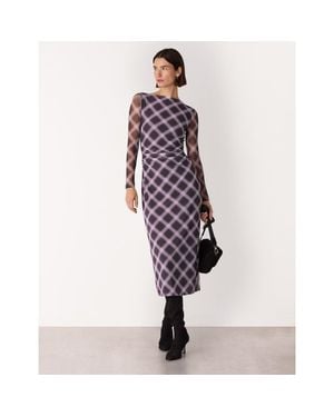 Whistles Check Mesh Dress - Purple