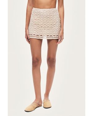 Nocturne High-Waisted Lace Mini Skirt - Natural