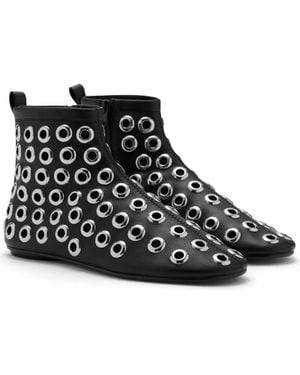 Mango Faux Leather Ankle Boot With Eyelets - Black