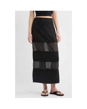 a.ren Rene Semi Sheer Panel Skirt - Black