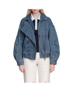 Avec Les Filles Denim Bomber Jacket - Blue