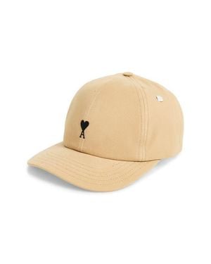 Ami Paris Ami De Coeur Embroidered Adjustable Baseball Cap - Natural