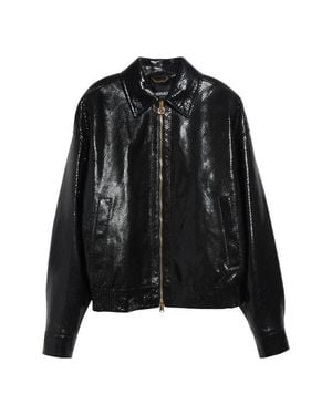 Versace Python Embossed Leather Jacket - Black