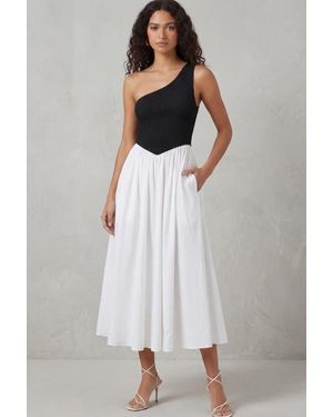 NUAJE NUAJE Bianca One-Shoulder Smocked Midi Dress - White