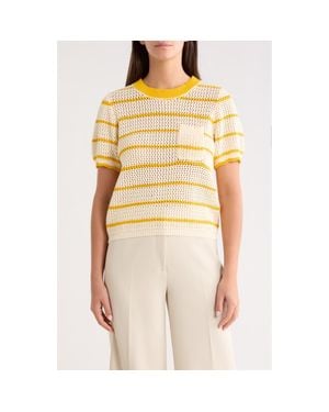 Sugarlips Dannah Stripe Open Knit Sweater - Yellow