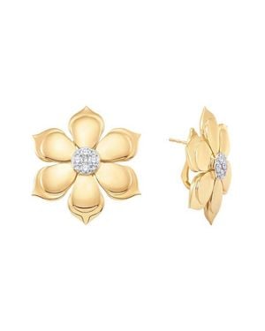 Sara Weinstock Petite Diamond Flower Stud Earrings - Metallic