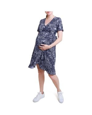 Ingrid & Isabel Ingird & Isabel Floral Maternity/Nursing Wrap Dress - Blue