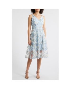 Sam Edelman 3D Floral Appliqué Fit & Flare Dress - Blue