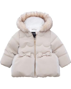 Rokka&Rolla Kids' Luxe Bow Puffer Coat - Gray