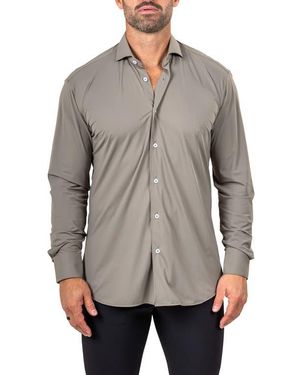 Maceoo Eins Shaped Fit Marthy3015 Knit Button-Up Shirt - Gray