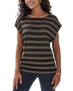 Lascana Striped Metallic Top - Black